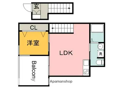 K39パウリスタ戸坂(1LDK/2階)の間取り写真