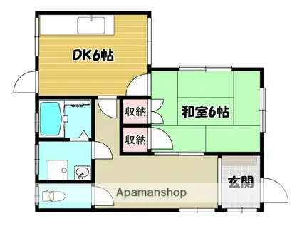 広島電鉄宮島線 古江駅 徒歩10分 2階建 築55年(1DK)の間取り写真