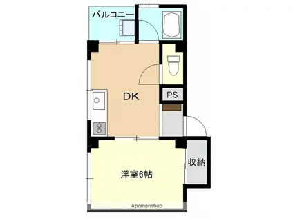 増宮マンション(1DK/3階)の間取り写真