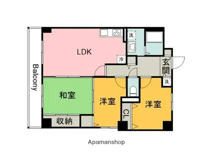 フェリシア西広島駅前(3LDK/9階)の間取り写真