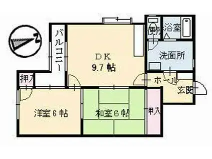 メゾン江波東(2DK/3階)の間取り写真