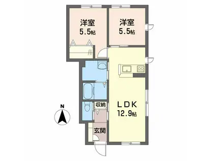 メープルコートNAKAO C棟(2LDK/1階)の間取り写真