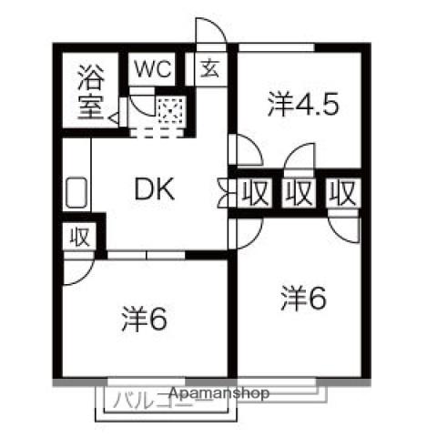 パークタウンヒルズ(3DK/2階)の間取り写真