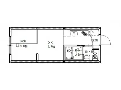 ニホコーポラスⅢ(ワンルーム/2階)の間取り写真