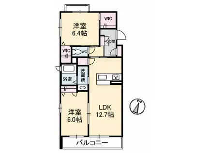 LIBERTE 西原(2LDK/3階)の間取り写真