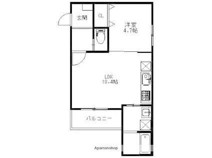 PLANO庚午(1LDK/3階)の間取り写真