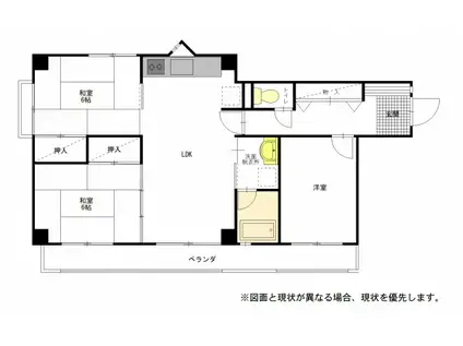 サンヒルズ戸坂 壱番館(3LDK/2階)の間取り写真