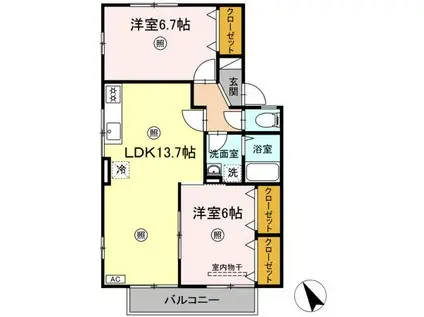 グレース東山本(3DK/2階)の間取り写真