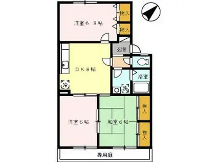 パークメゾンA棟(3DK/1階)の間取り写真