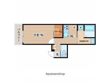 HEBEL MAISON 舟入川口町(1K/2階)の間取り写真
