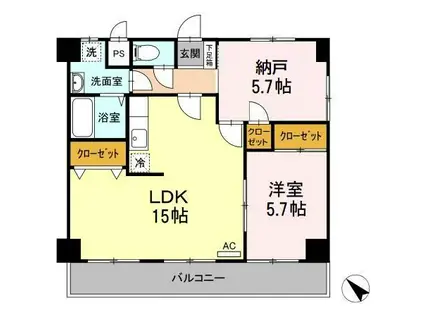 アンジェ祇園(3LDK/1階)の間取り写真