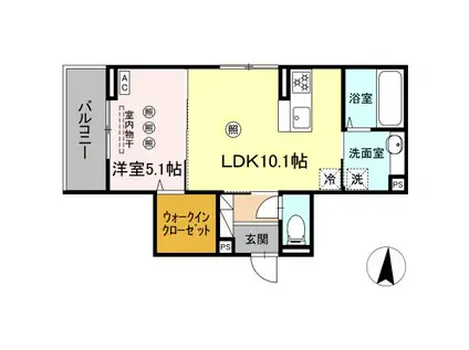 セジュール ピア 吉島(1LDK/3階)の間取り写真