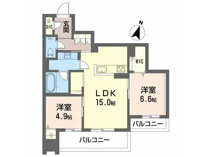 BALLOONFLOWER イースト(2LDK/2階)の間取り写真