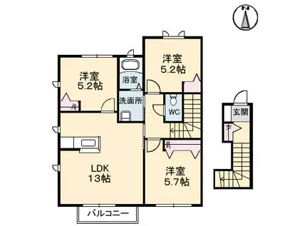 エール東原 A棟(3LDK/2階)の間取り写真