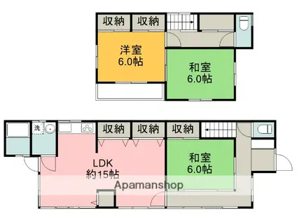 可部線 安芸長束駅 徒歩8分 2階建 築42年(3LDK)の間取り写真