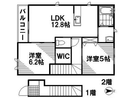 A・LIVE(2LDK/2階)の間取り写真