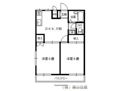 シャトーエスポワール(2DK/2階)の間取り写真