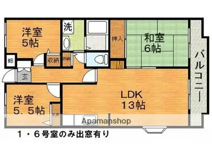 カーサ中筋(3LDK/2階)の間取り写真