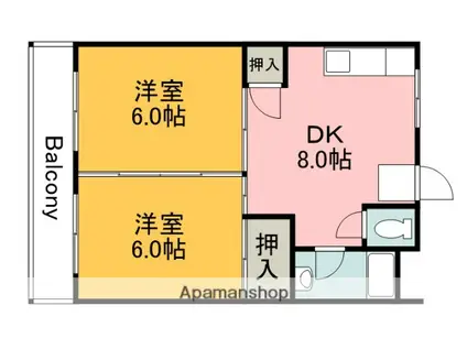 新原第1マンション(2DK/3階)の間取り写真