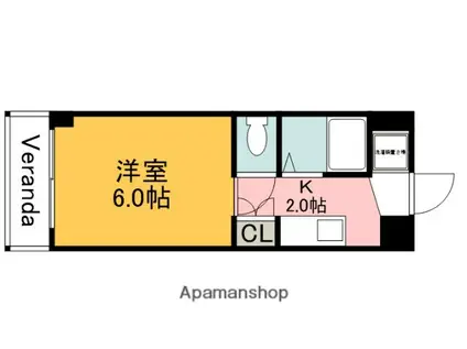 アヴニール古市橋(ワンルーム/1階)の間取り写真