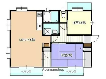 ロータス宮本(2LDK/2階)の間取り写真