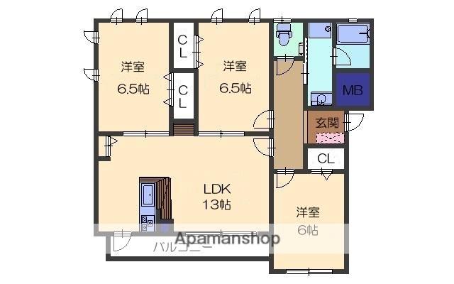 キャピタル岡本Ⅱ(3LDK/3階)の間取り写真