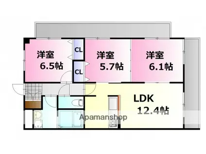 プロスペリティNAKAMURA(3LDK/7階)の間取り写真