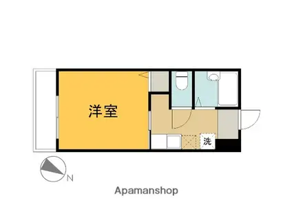 ベージュ緑井(1K/3階)の間取り写真