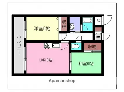 フラーリッシュ岡本(2LDK/6階)の間取り写真
