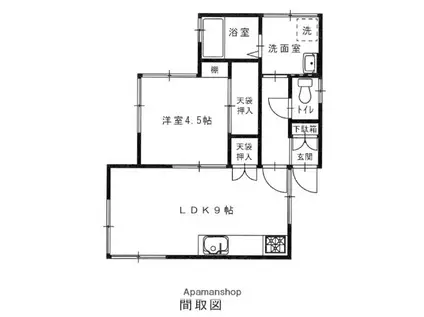 奥井アパート(1LDK/2階)の間取り写真