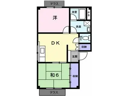 シティハイツ西本A(2DK/1階)の間取り写真