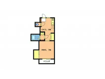 ウエストシャトー(1DK/2階)の間取り写真