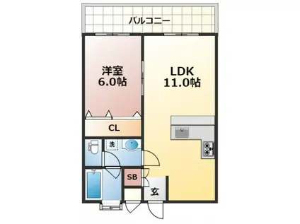 西興ビル(2DK/4階)の間取り写真