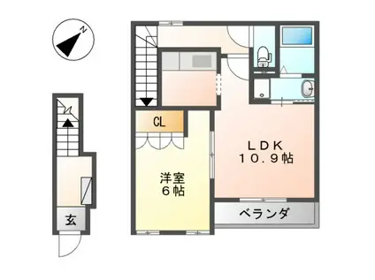 ルヴニール祗園N&SⅡ(1LDK/2階)の間取り写真
