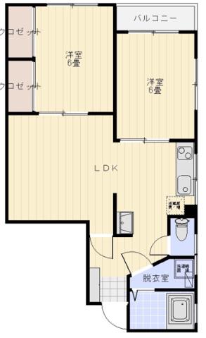 末広ビル(2DK/6階)の間取り写真