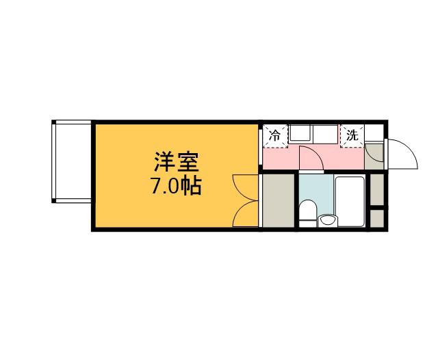 コーポ下向(1K/2階)の間取り写真