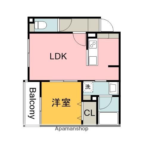LUQRAS可部A(1LDK/2階)の間取り写真