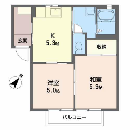 レーヴィンス落合(1LDK/2階)の間取り写真