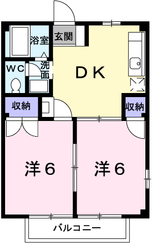ニューシティ原田Ⅱ(2DK/2階)の間取り写真