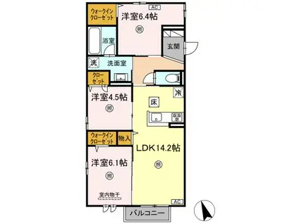 サウスERN GION(3LDK/1階)の間取り写真