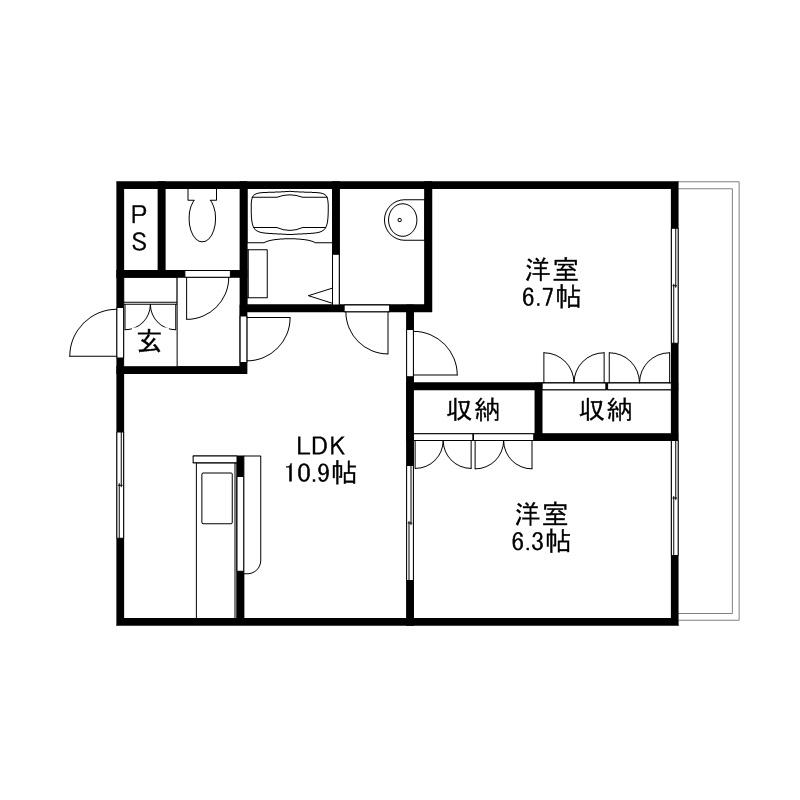 ラペルシャトー(2LDK/2階)の間取り写真