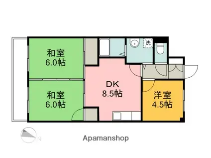 シャトー橋本(3DK/3階)の間取り写真
