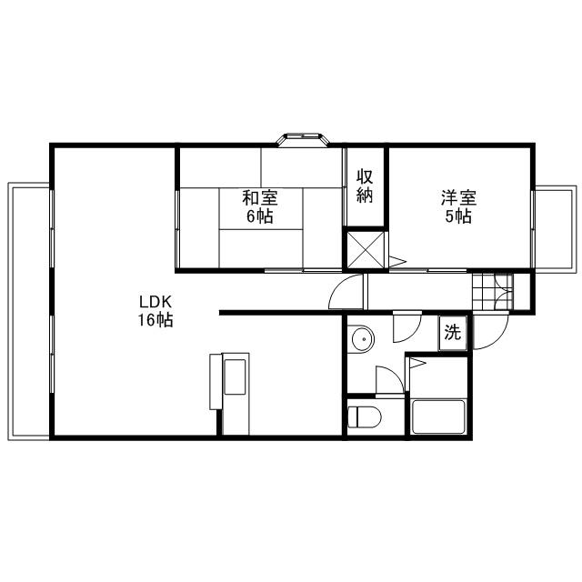 グランディール上久保A棟(2LDK/2階)の間取り写真