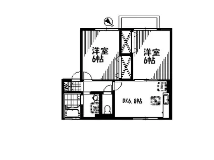 パークハイム古市B棟(2DK/2階)の間取り写真