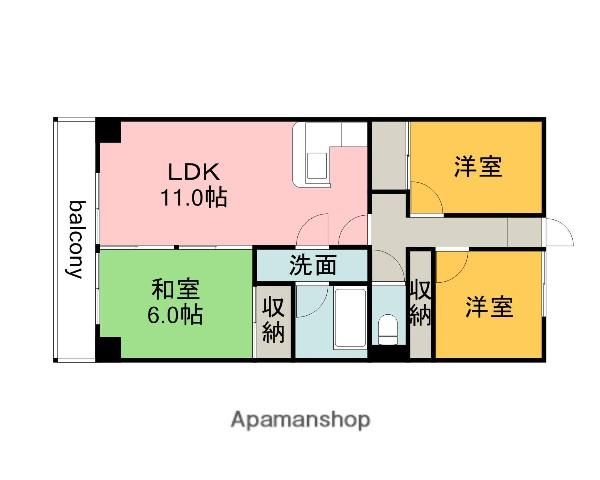 グリーンルージュM(3LDK/4階)の間取り写真