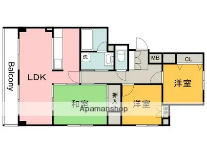 タウン藤垂園(3LDK/4階)の間取り写真