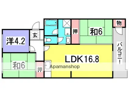 卸センターD(3LDK/2階)の間取り写真