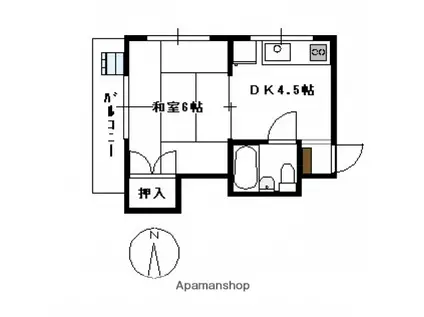 大方マンション(1DK/5階)の間取り写真