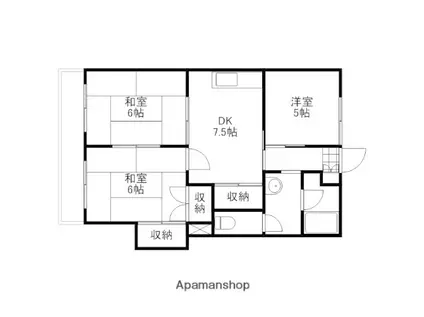高須ニイムラハイツ(3DK/4階)の間取り写真