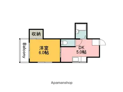 ウィンディア五日市 B(1DK/7階)の間取り写真